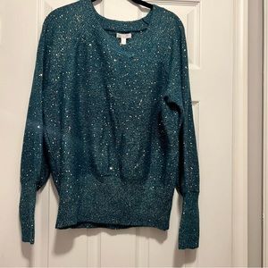 Lauren Conrad Teal Sparkly Sweater XL